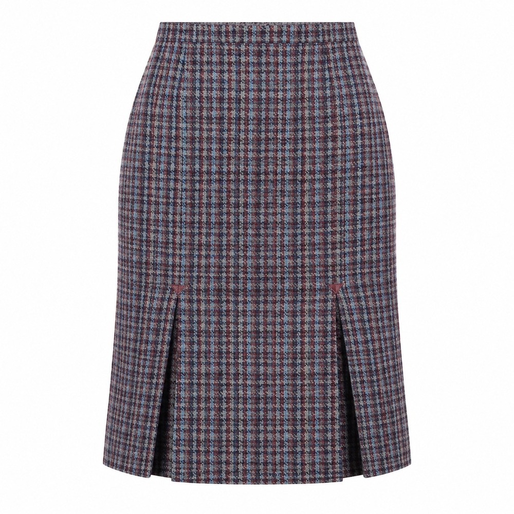 Vintage St Michael Wool Plaid Midi Skirt 14 Long retro academia pleated preppy